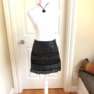 TOV Holy Skirt Mini Black Textured Scalloped Lace Hem (31" waist, M) 42